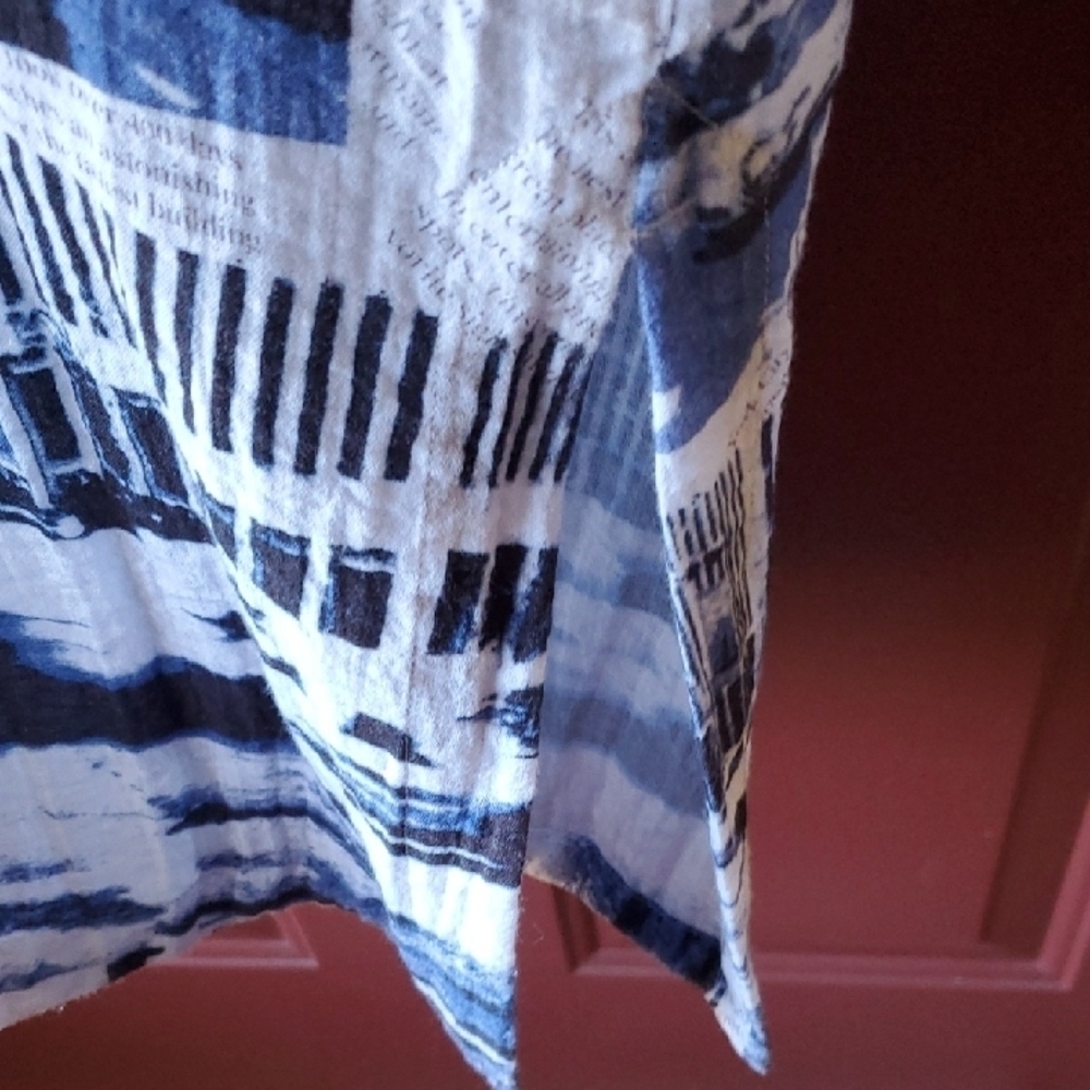 John Mark NY Graphic Navy and White Button Down Dress - Picture 10 of 12